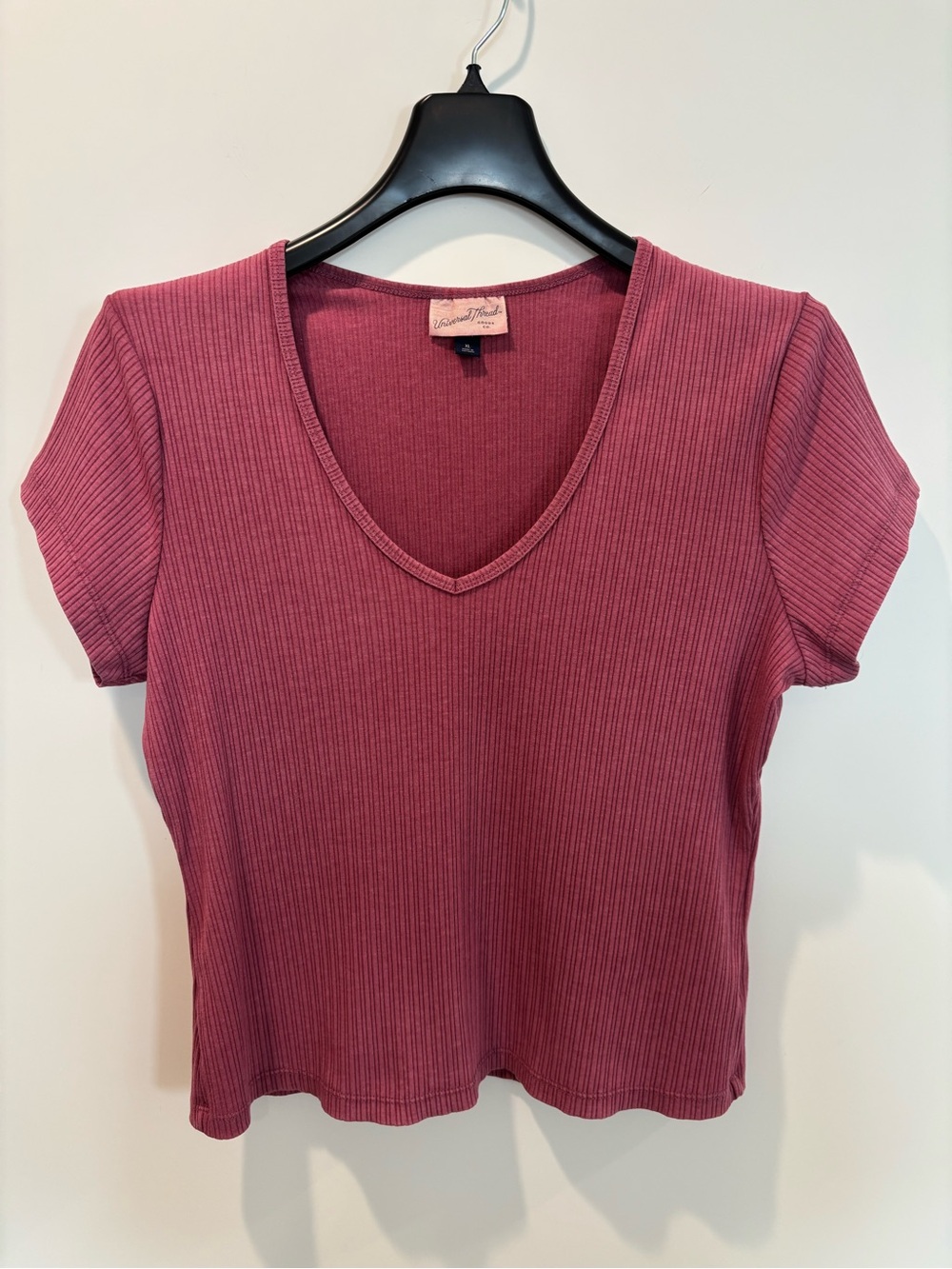 Universal Thread Mauve Rose Ribbed V-Neck Short Sleeve Baby Tee XL